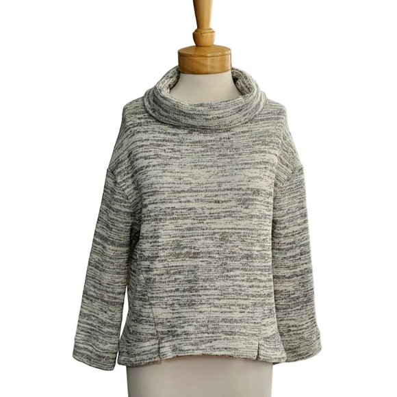 ANTHROPOLOGIE Saturday Sunday Sweater Hi-Lo Heather Gray Space Dye Cowl Neck XS - Picture 2 of 8